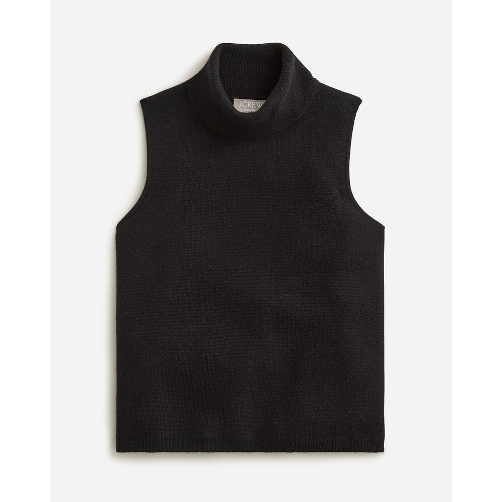 J Crew 100% cashmere mockneck sleeveless sweater shell in black, size small!